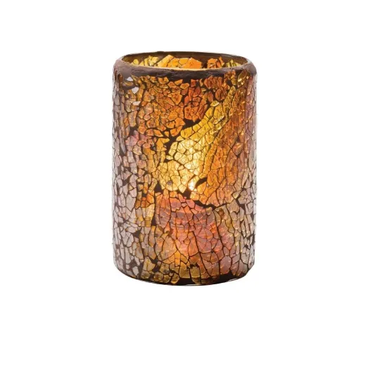 Hollowick Gold Crackle Glasses Cylinder Lamp 80mm x 114mm (24 Pack)
