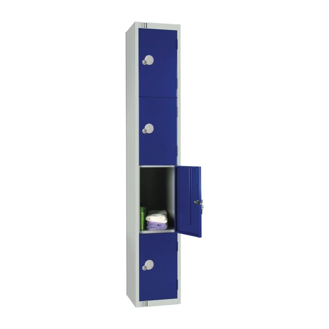 Elite Four Door Electronic Combination Locker with Sloping Top Blue